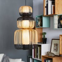 Forestier Bamboo pendant light black 3-bulb