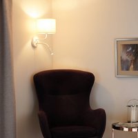 Duolla Roller wall light, fabric, white/beige, reading light