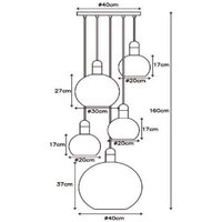 Lucide Hänglampa Julius, 5 lampor, rökgrå