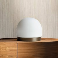 miloox by Sforzin Domu table lamp, Ø 15 cm, bronze/white, glass, GX53