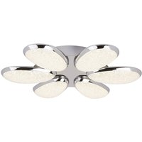 Searchlight Plafonnier LED Lori, 6 lampes, 52 cm, chromé/givré, verre