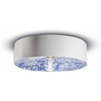 Ferroluce Plafonnier PI, motif floral, Ø 40 cm bleu/blanc