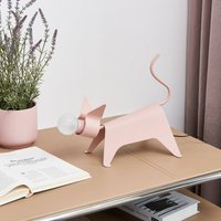 Lucande table lamp Idalina, cat, pink, iron, 38 cm