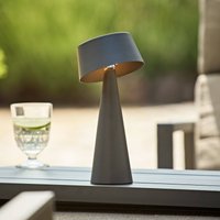 Sigor Solino LED rechargeable table lamp, graphite, solar/USB, 26 cm IP44