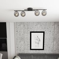 EMIBIG LIGHTING Kairo ceiling light, black/smoke grey, metal, 4-bulb.