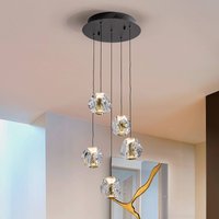 Schuller Valencia LED-hänglampa Zaira, Ø 33 cm, svart/guldfärgad, 5 lampor