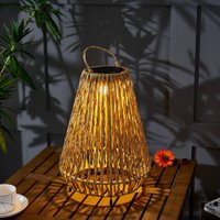 Lindby LED solar light Amaria, rattan, light, Ø 27 cm