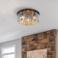 Globo Plafonnier Gorley, noir/gris fumé, Ø 50 cm métal/verre