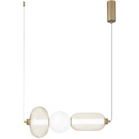 Luce Ambiente Design INKAS LED hanging light, height 53 cm, gold-coloured glass/metal CCT