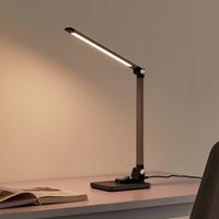 Lindby Lampe de table LED Valtaris, gris, aluminium, CCT, intensité