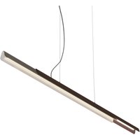 kdln Dala linear hanging light, dark grey/wood, 3,000 K, 150 cm