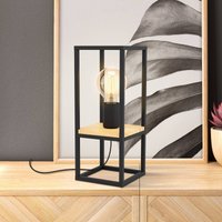 EGLO Libertad bordslampa, höjd 35 cm, svart/trä, stål