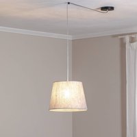 EMIBIG LIGHTING Suspension Ascot, Ø 38 cm, gris, tissu, décentré