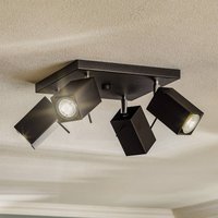 SOLLUX LIGHTING Spot pour plafond Square, noir à 4 lampes carré