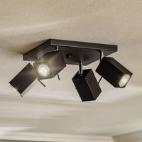 SOLLUX LIGHTING Ceiling spotlight Square, black, 4-bulb, square