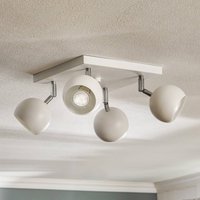 SOLLUX LIGHTING Spot pour plafond Flame, blanc, à 4 lampes, carré