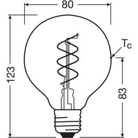 OSRAM LED Vintage G80 E27 7,2W 927 Spiral Filament klar dimbar