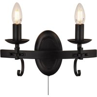 Searchlight Applique murale Cartwheel III, 2 lampes, interrupteur à tirette, métal