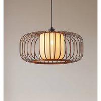 Lindby pendellampa Davella, Ø 50 cm, bambu, textil