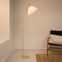 Markslöjd Mira golvlampa i mässing, textil