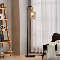 Lindby golvlampa Nimbora, 150 cm, svart, glas, metall