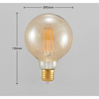 Arcchio LED-lampa E27 G95 6,5 W 2 500 K bärnstensfärgad 3-stegsdimmer