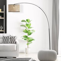 Brilliant Wiley arc floor lamp with rattan