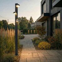 Lucande Velira LED outdoor light, black, 220 cm, 3-bulb