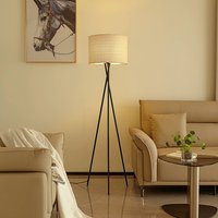 Lindby lampe sur pied Soula, Ø 40 cm, beige, plastique, E27
