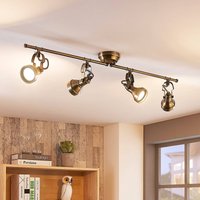 Lindby Perseas ceiling lamp, 78 cm, 4-bulb, antique brass, GU10
