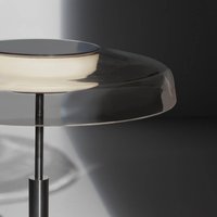 Oluce LED-golvlampa Dora, nickel/rökgrå, metall, PMMA