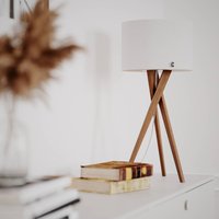 By Rydéns By Rydens Vega table lamp, oak/white, 55 cm, wood, textile