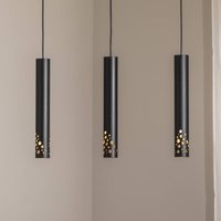 Luminex Suspension Tibia, à 3 lampes, longue, noire, acier, GU10