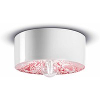 Ferroluce PI taklampa, blommönster Ø 25 cm röd/vit