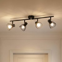 Lindby taklampa Piena, svart, 4 lampor, metall, 70cm