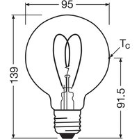 OSRAM LED Vintage G95 E27 8W 922 Heart Filament guld dimbar