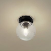 Lucande Badolo taklampa, svart, glas, Ø 15 cm, IP44