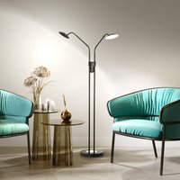 FISCHER & HONSEL LED-golvlampa Tallri svart Höjd 135 cm 2 lampor CCT Touchdim