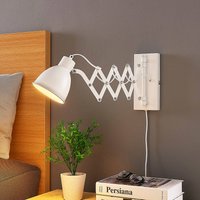 Lindby vägglampa Merle, höjd 22 cm, vit, utdragbar