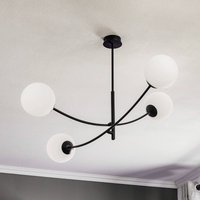 Lampa sufitowa Hunter, czarna/opalowa, 4-punktowa
