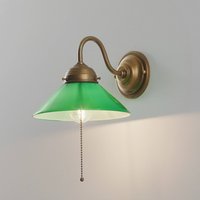 Berliner Messinglampen KONRAD wall light with green glass shade