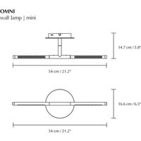 UMAGE LED-vägglampa Omni, stålfärgad, bredd 54 cm, 2 lampor