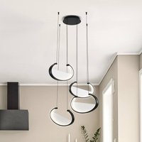 Viokef LED-hänglampa Adele, Ø 75 cm, svart, metall, 4 lampor.
