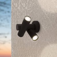 EGLO LED-vägglampa Fossignano, höjd 25 cm, svart, metall med 2 lampor.