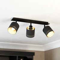 EGLO Plafonnier Esteperra, noir/doré, à 3 lampes