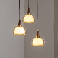 Lucea Ermo hänglampa, rund, 3 lampor, mässing, Ø 47 cm, glas