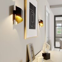 Lindby vägglampa Desirio, set om 3, svart, guldfärgad, G9