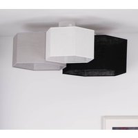 Euluna taklampa Emil, textil svart/grå/vit, 3 lampor