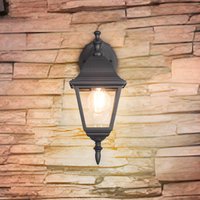 Trio Lighting Livenza outdoor wall light, socket below, black, aluminium