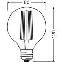 OSRAM LED Vintage 1906, G80, E27, 5.8 W, gold, 2,200 K, dimmable.